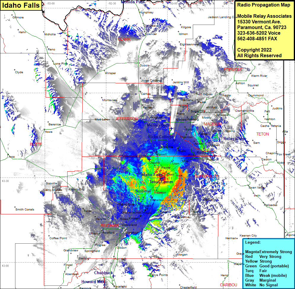 heat map radio coverage Idaho Falls